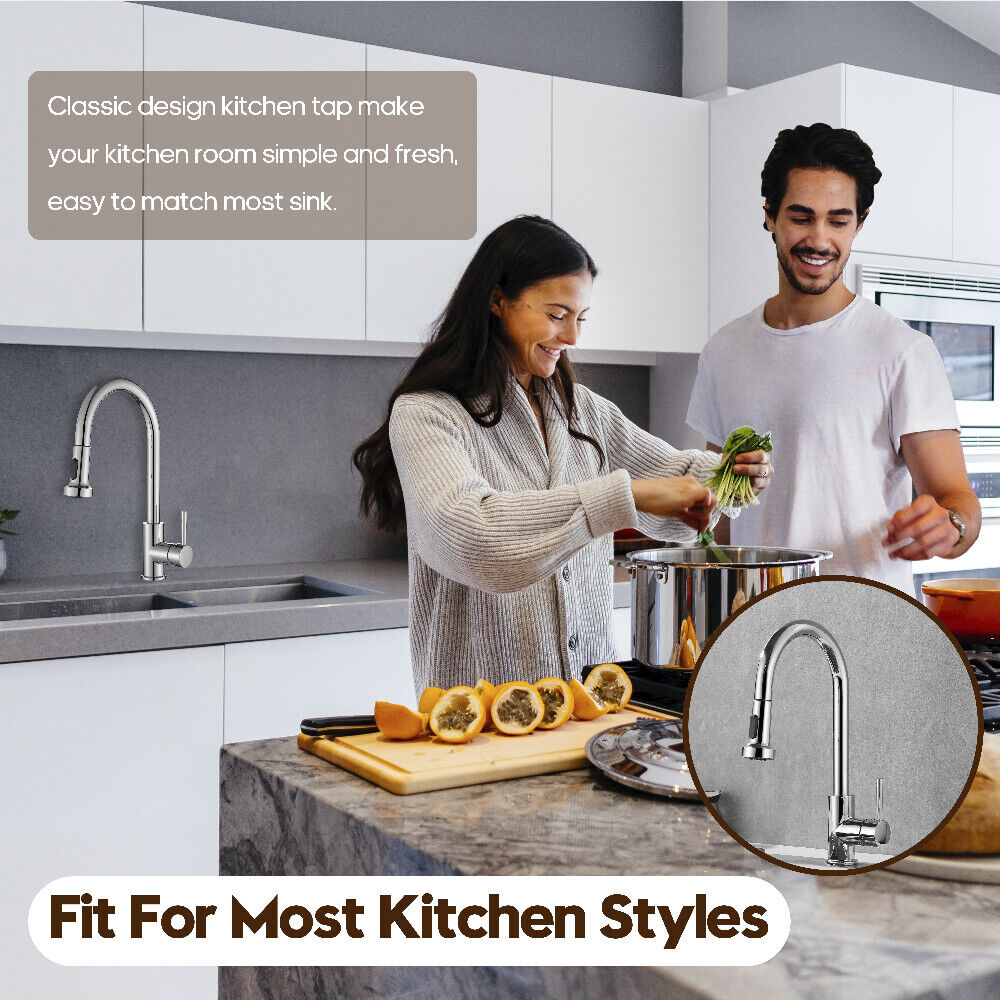 Single Handle Pull-Out Kitchen Faucet Chrome Finish