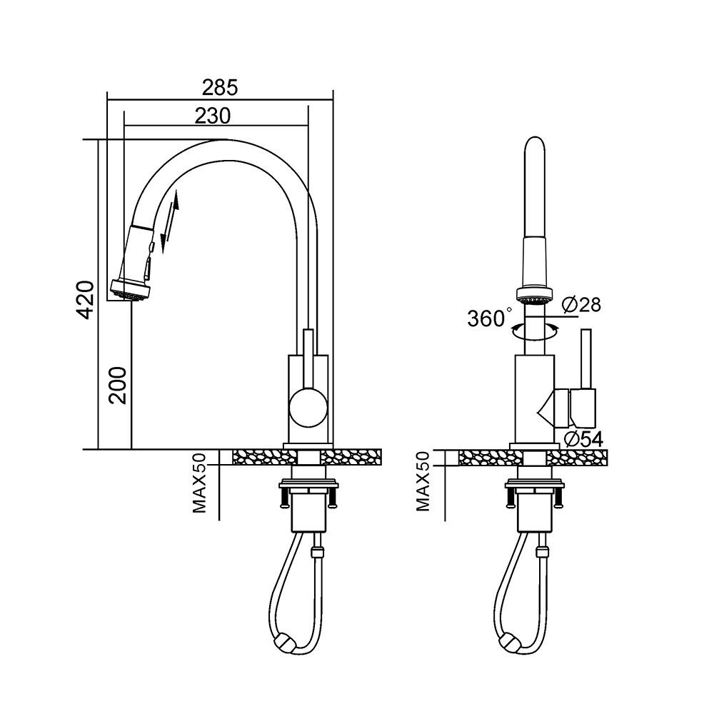 Single Handle Pull-Out Kitchen Faucet Chrome Finish