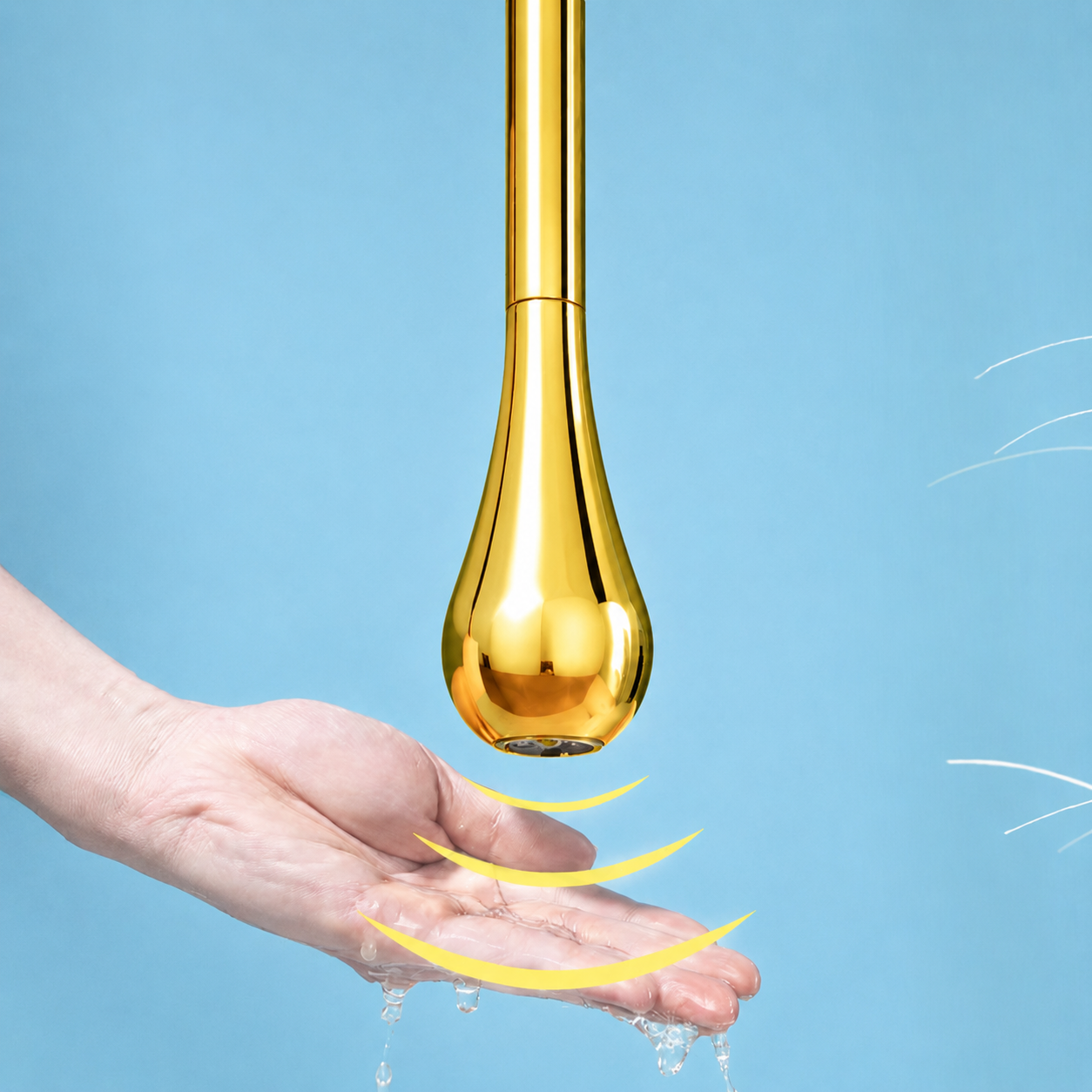 MAX Faucets Smart Touchless Ceiling-Mounted Bathroom Faucet in Shiny Gold Finish