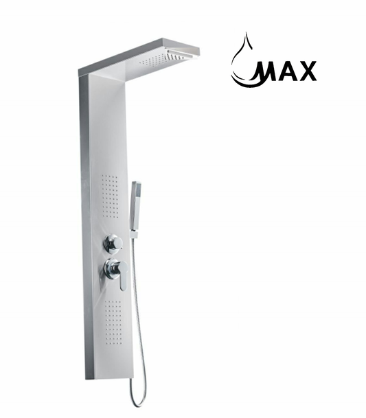 Waterfall Shower Panel System 4 Functions with 2 Body Jets and Handheld Brushed Nickel Finish