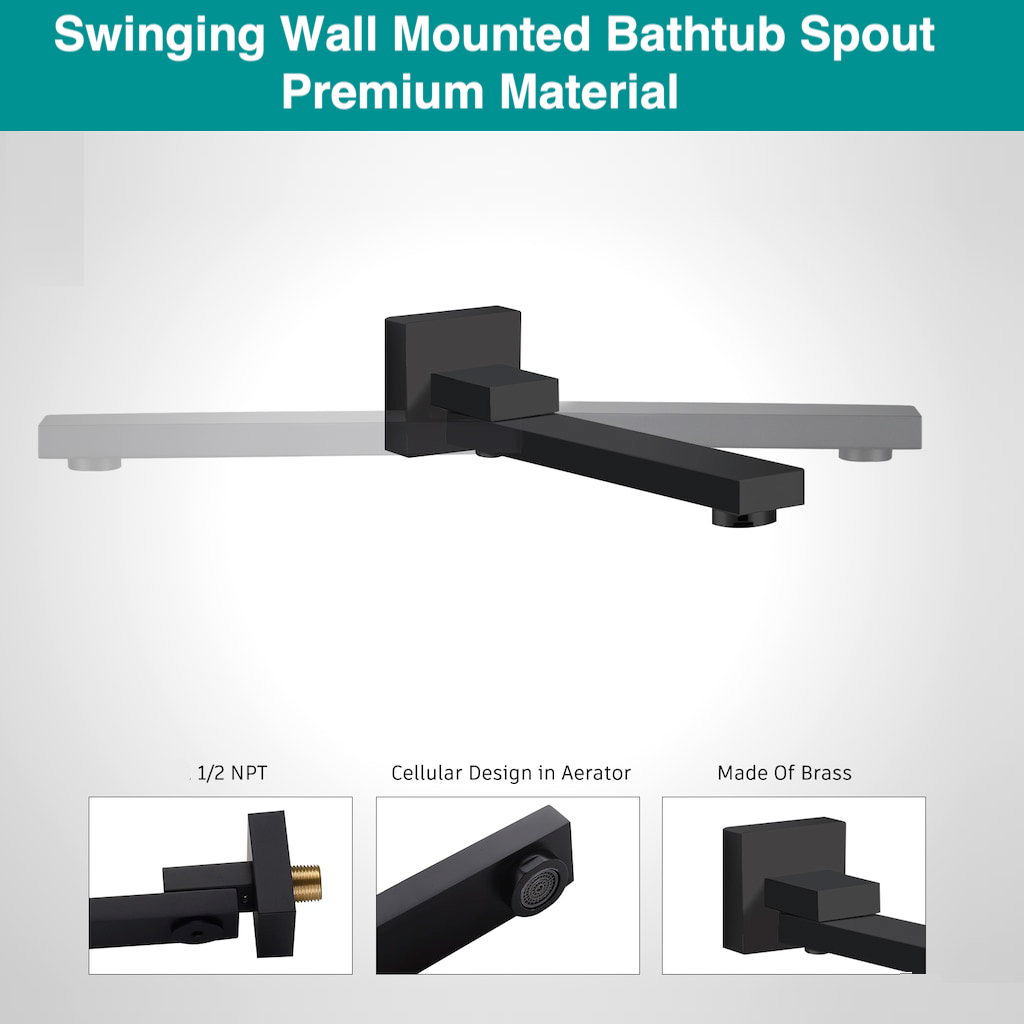 swinging wall mounted bathtub matte black 