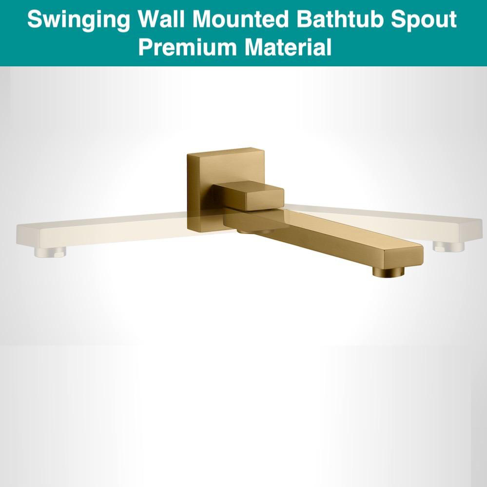 Brushed gold ceiling tub shower system with swirling spout and pressure balance valve