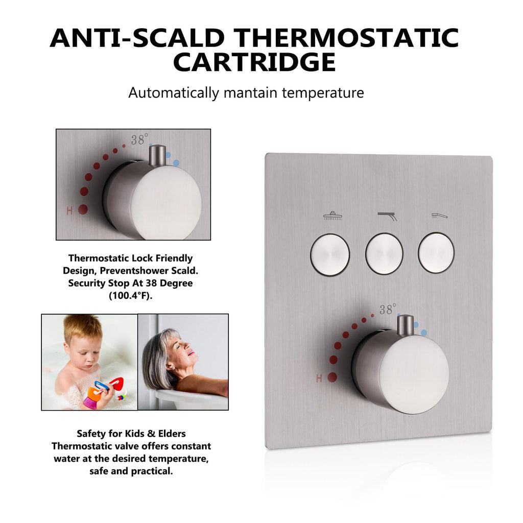 themostatic shower valve 3 function brushed nickel