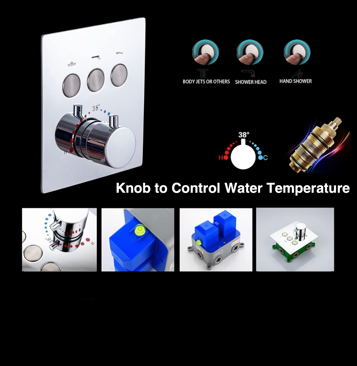 MAX Faucets | thermostatic shower vlave chrome 