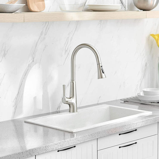 Smart Touchless Kitchen Faucet Single Handle Pull-Out 18" Sleekly Classic Brushed Nickel Finish