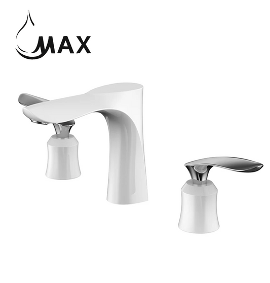 Two Handle Widespread Bathroom Faucet White / Chrome