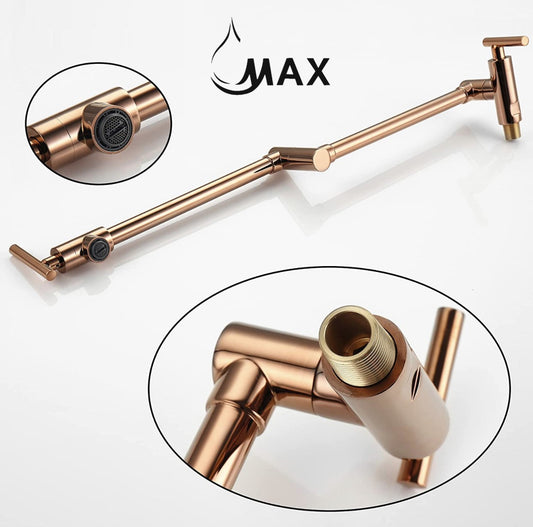 Pot Filler Faucet Double Handle Commercial Wall Mounted 26" With Accessories Rose Gold Finish