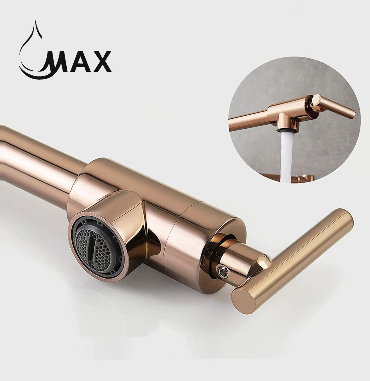 Pot Filler Faucet Double Handle Commercial Wall Mounted 26" With Accessories Rose Gold Finish