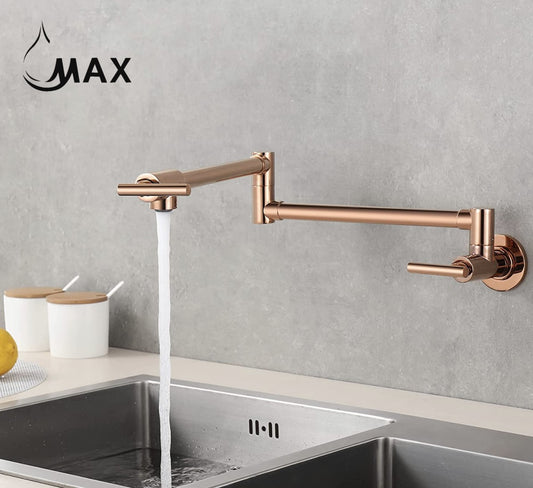 Pot Filler Faucet Double Handle Commercial Wall Mounted 26" With Accessories Rose Gold Finish