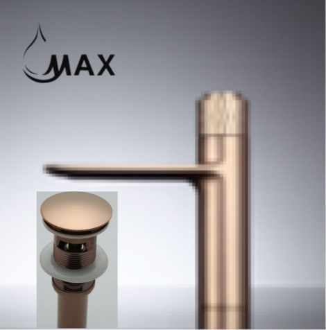 Push Button Bathroom Faucet With Pop-UP Drain Rose Finish | MAX Faucets ...