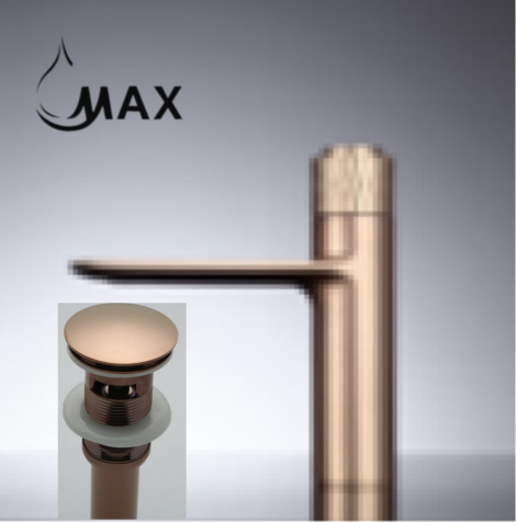 Push Button Bathroom Faucet With Pop-UP Drain Rose Finish