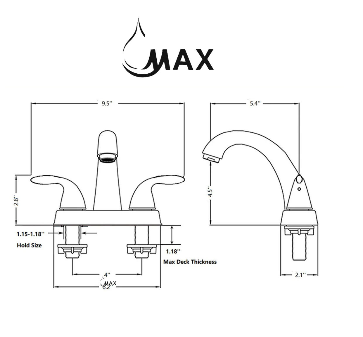 Bathroom Faucet Two Handle Commercial Widespread Brushed Gold