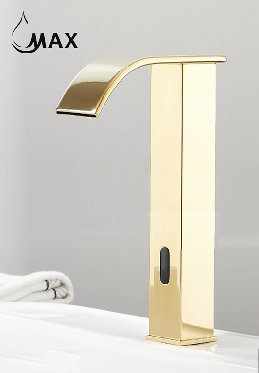 Touchless Vessel Bathroom Faucet Brushed Gold Finish