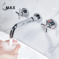 Wall Mounted Bathroom Faucet Double Handle With Rough-in Valve Chrome Finish