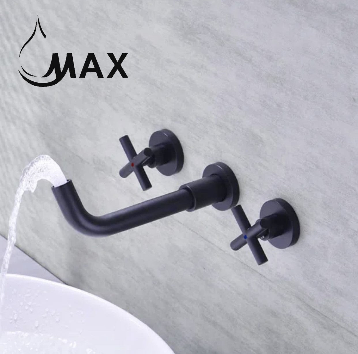 Wall Mounted Bathroom Faucet Double Handle With Rough-in Valve Matte Black