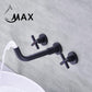 Wall Mounted Bathroom Faucet Double Handle With Rough-in Valve Matte Black
