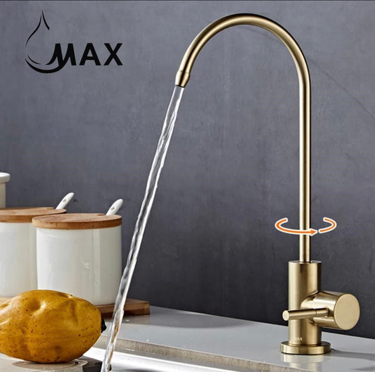 Water Filter Faucet Single Handle Non-Air-Gap Drinking Water Beverage Faucet Brushed Gold Finish