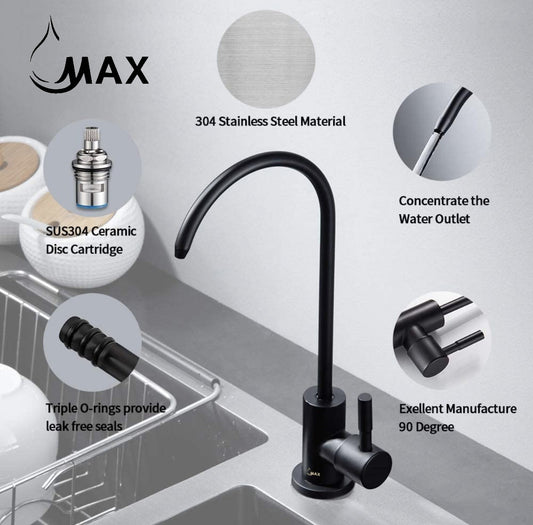 Water Filter Faucet Single Handle Non-Air-Gap Drinking Water Beverage Faucet Matte Black Finish