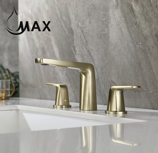 Two Handle Widespread Bathroom Faucet Brushed Gold
