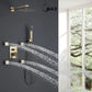 Wall Shower System Set Three Functions With 4 Body Jets In Brushed Gold Finish