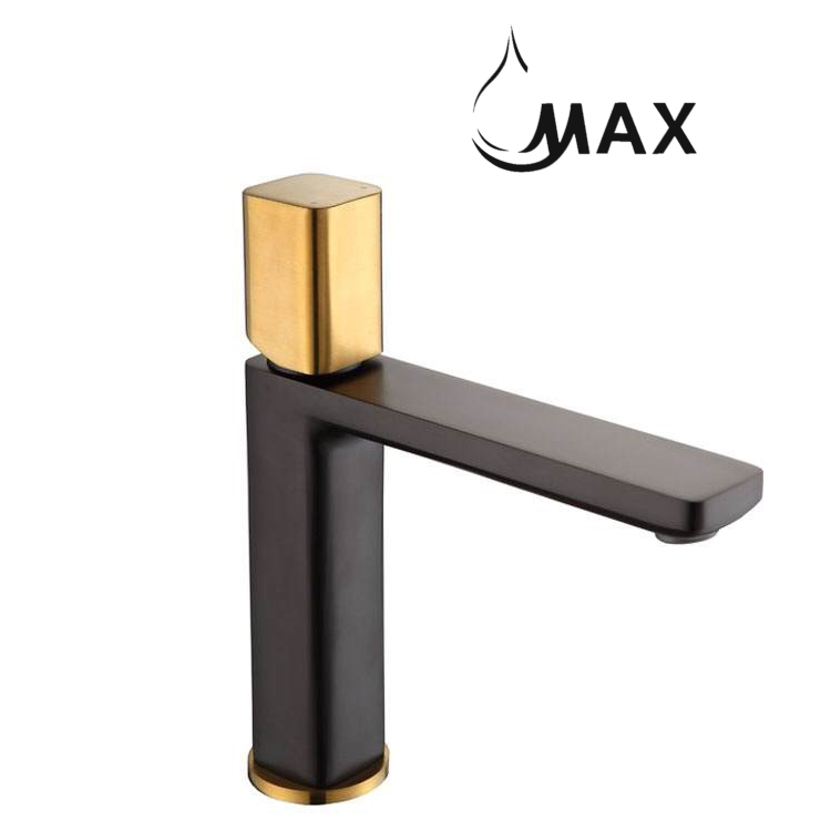 Bathroom Faucet With Knob Control  Matte Black,Brush Gold Finish