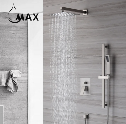 Shower System Two Functions With Hand-Held Slide Bar and Pressure Balance Valve Brushed Nickel