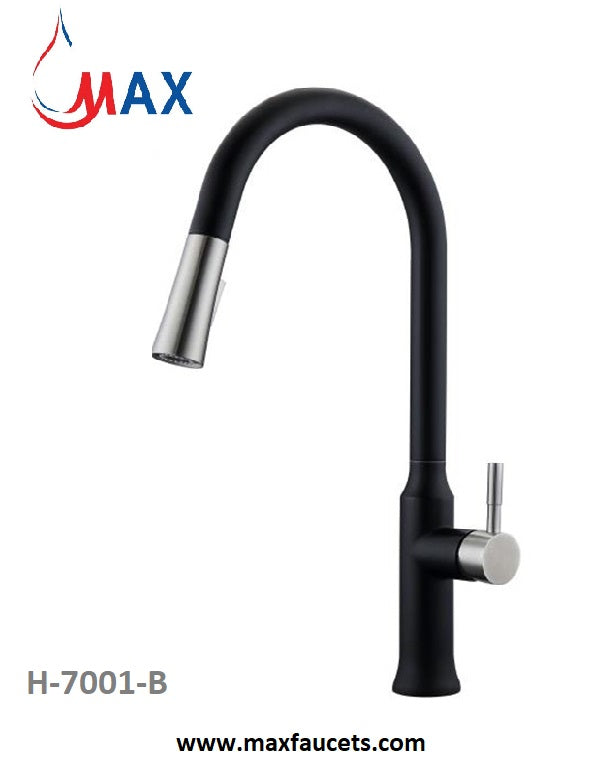 Pull-Out Kitchen Faucet High-Arc Single Handle 18.5" Matte Black,Brushed Nickel Finish
