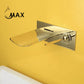 Waterfall Wall Mounted Bathroom Faucet With LED Light Brushed Gold Finish