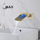 Waterfall Wall Mounted Bathroom Faucet With LED Light Brushed Gold Finish