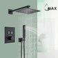 Thermostatic Square Shower System Two Functions With Valve Matte Black Finish