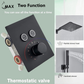 Thermostatic Square Shower System Two Functions With Valve Matte Black Finish