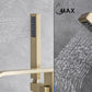 Waterfall Tub Filler Faucet Single Handle Floor Mounted With Rough-In And Handheld Brushed Gold Finish
