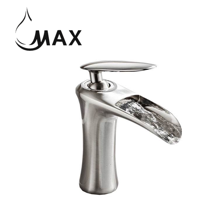 Waterfall Bathroom Faucet Single Handle Brushed Nickel Finish