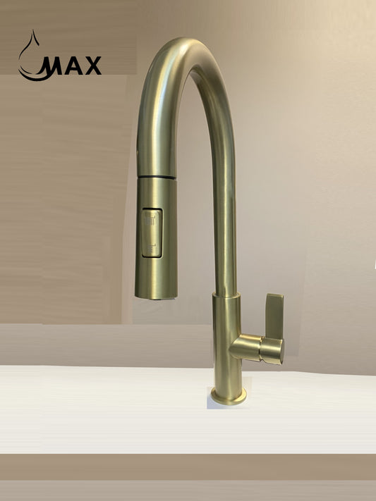 Pull-Out Kitchen Faucet Single Handle Brushed Gold