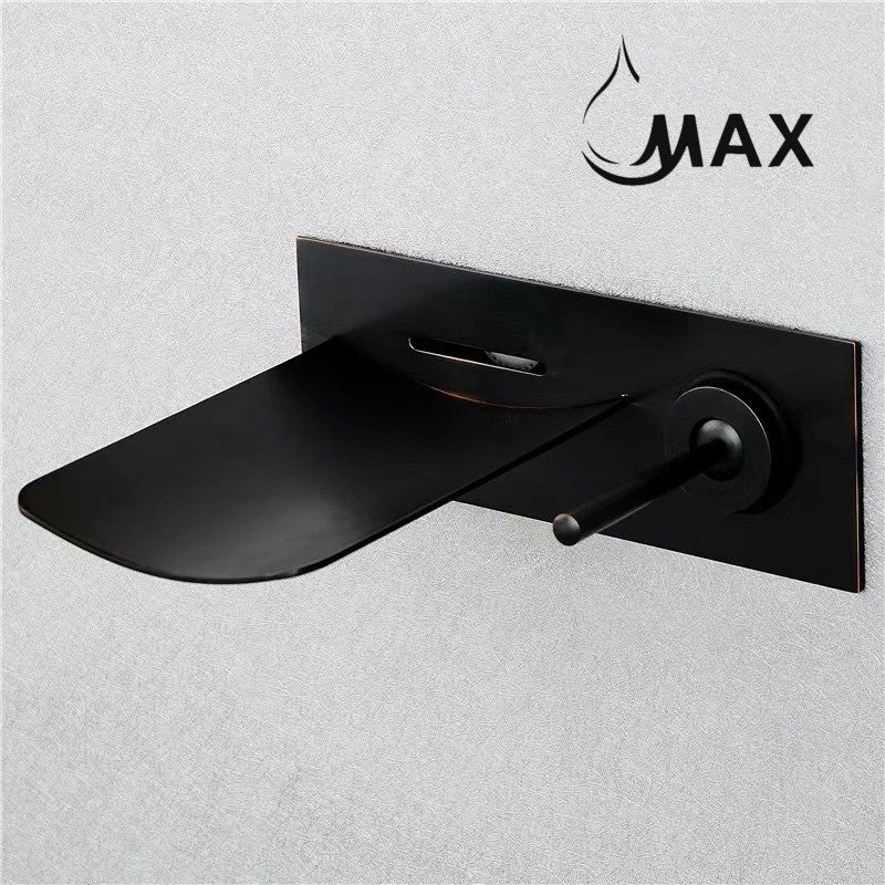 Wall Mounted Bathroom Faucet Waterfall With LED Light Matte Black Finish
