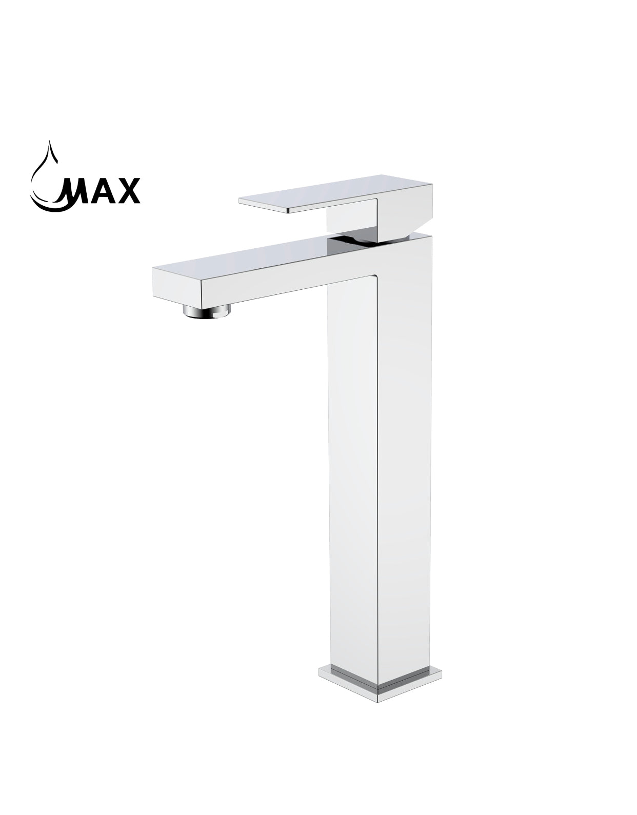 Chrome Single Handle Vessel Bathroom Faucet Elegance Square Design 11.5"