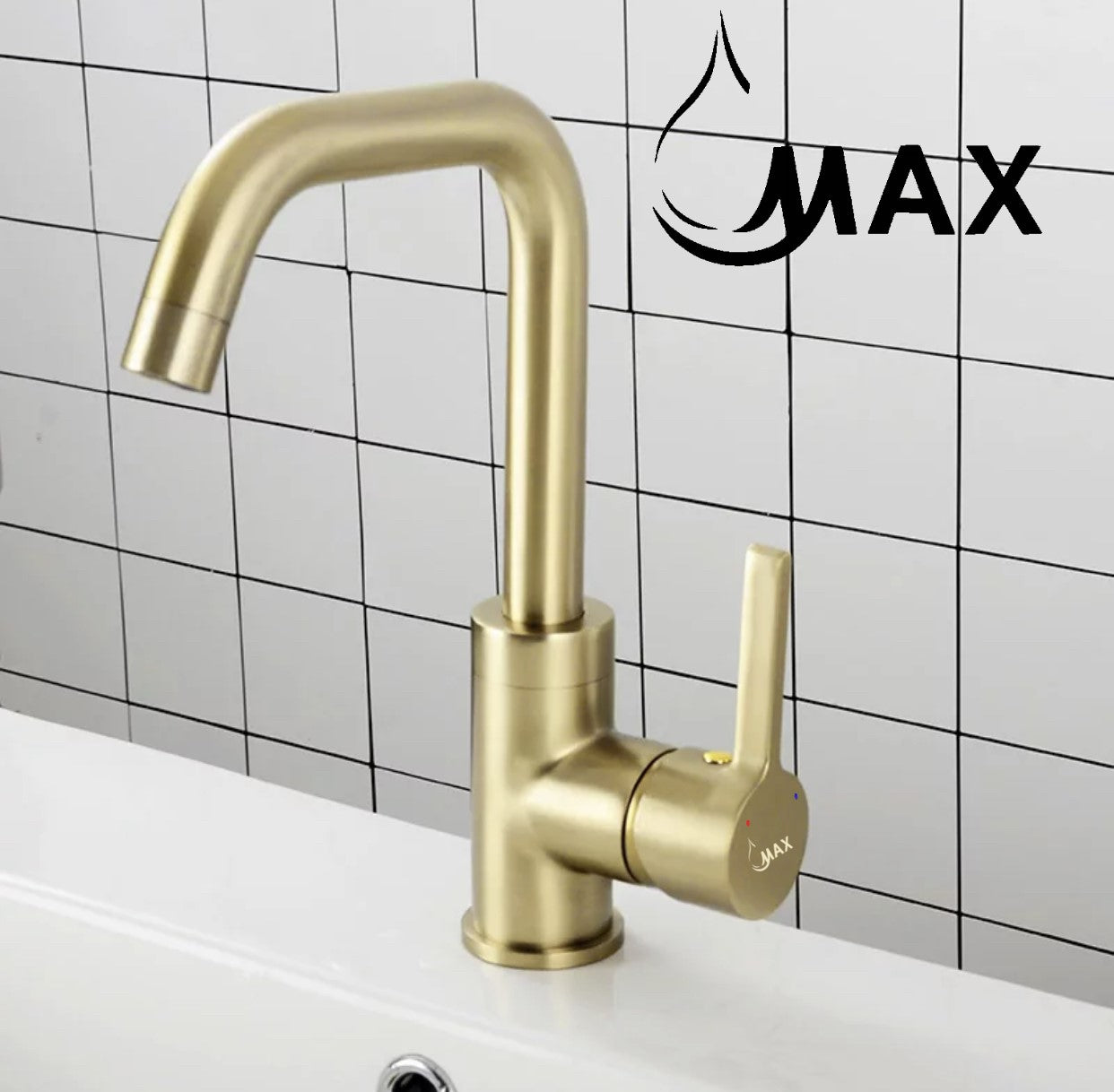 Swivel Side Handle Bathroom Faucet In Brushed Gold Finish