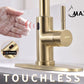 Smart Touch-Less Kitchen Faucet Pull-Out Spring Spout 20" Brushed Gold Finish