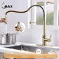 Smart Touch-Less Kitchen Faucet Pull-Out Spring Spout 20" Brushed Gold Finish