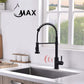 Smart Touch-Less Kitchen Faucet Pull-Out Spring Spout 20" Matte Black Finish