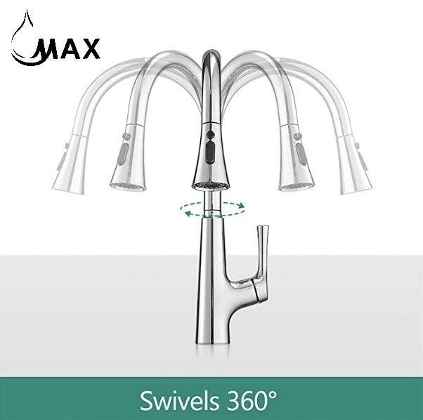 Smart Touchless Kitchen Faucet Single Handle Pull-Out 18" Sleekly Classic Brushed Nickel Finish
