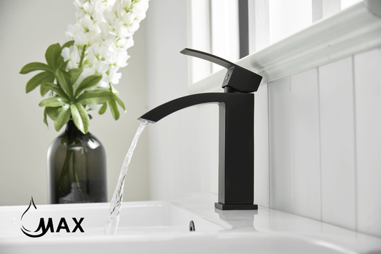 Waterfall Bathroom Faucet Single Handle Matte Black Finish