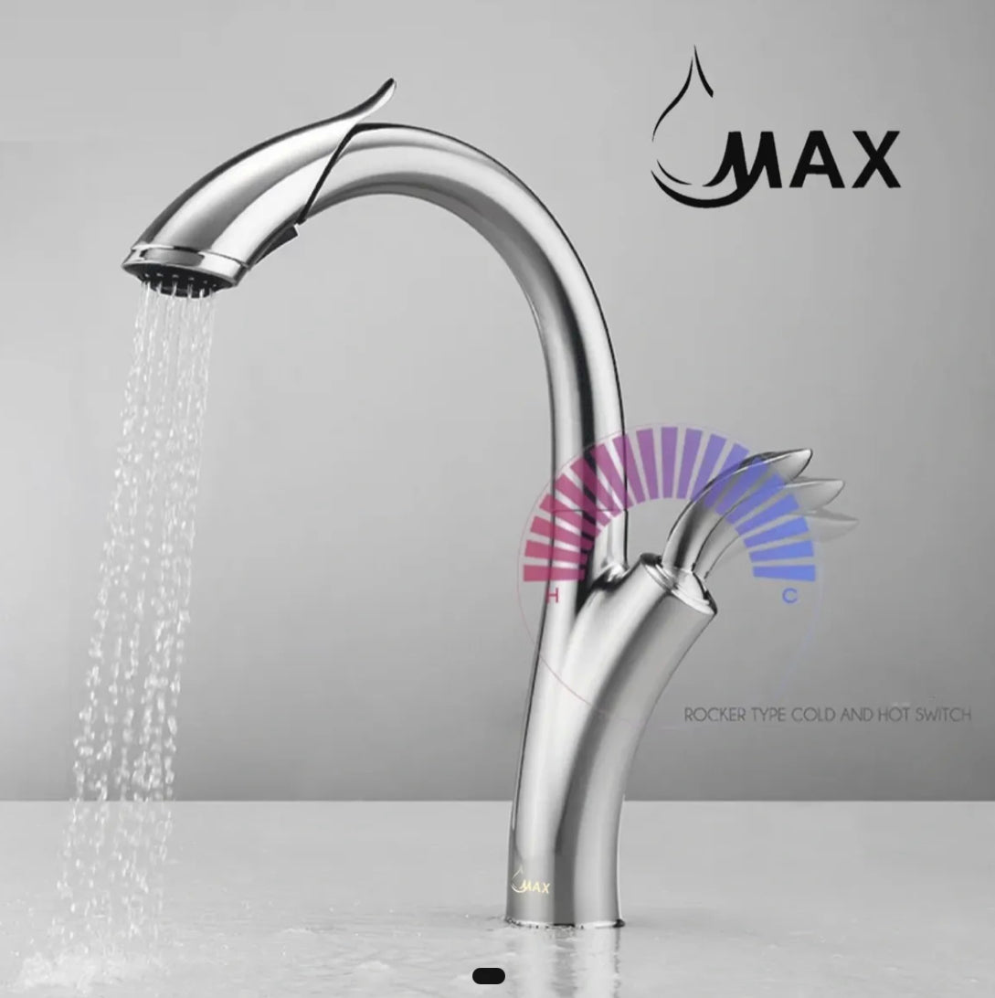 Gooseneck Single Handle Pull-Out Kitchen Faucet – 15" Chrome Finish | MAX Faucets
SKU: MO-D922-C