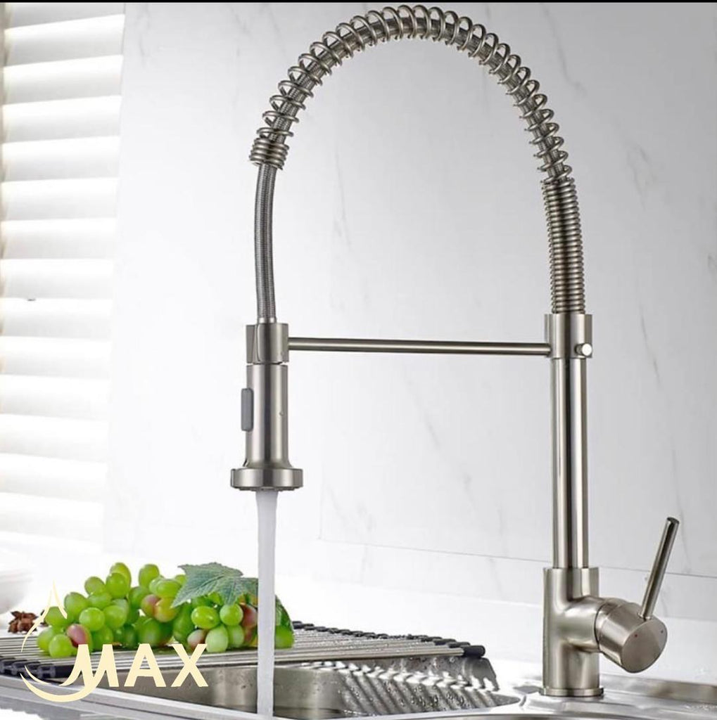 Pull-Out Spiral Flexible Kitchen Faucet 20" In Brushed Nickel Finish ...