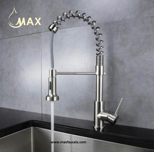 Pull-Out Spiral Flexible Kitchen Faucet 20" In Brushed Nickel Finish