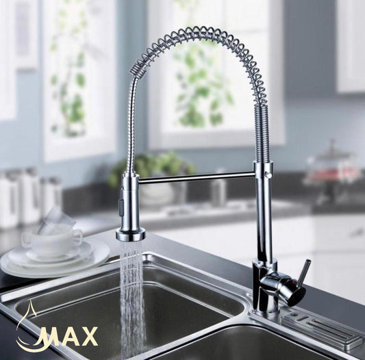 Commercial Kitchen Faucet High Arc Single Handle Spiral Flexible Pullout Sprayer 20" Chrome Finish