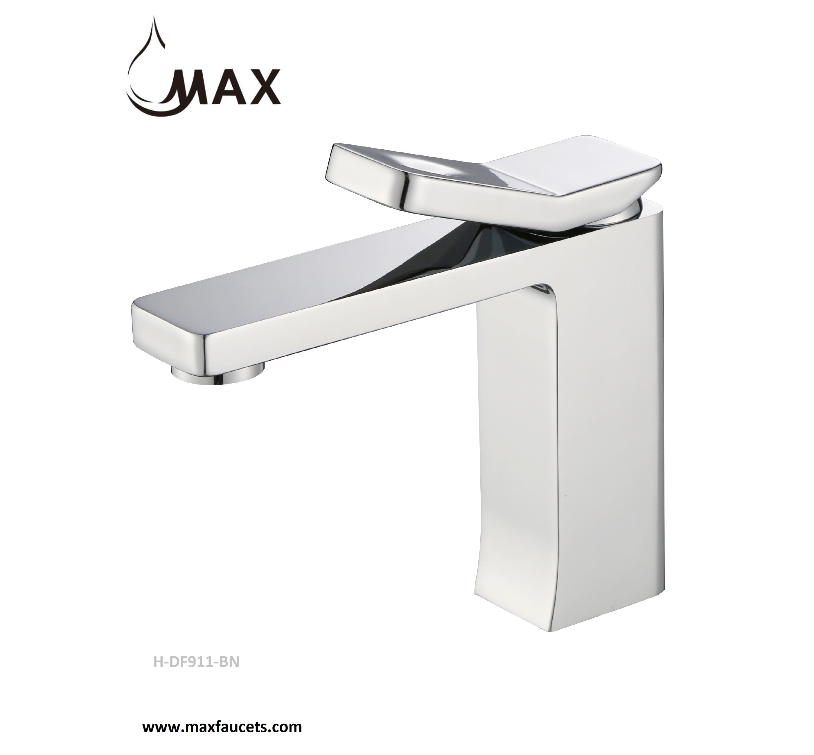 MAX Faucets | Luxury Square Bathroom Faucet – Long Spout – Chrome Finish