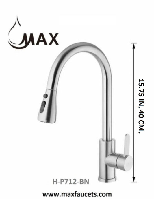 Single Handle Pull-Out Kitchen Faucet 16" In Brushed Nickel Finish