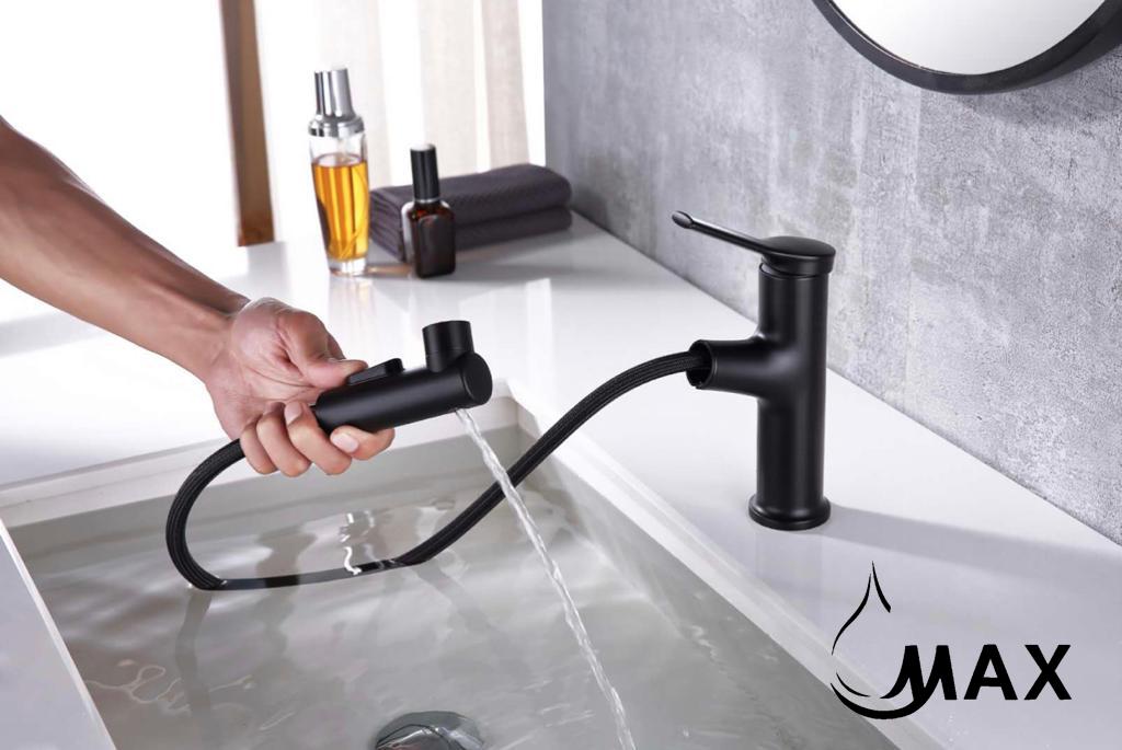 Pull-Out Bathroom Faucet 3 Functions In Matte Black Finish