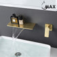 Wall Mounted Contemporary Waterfall Bathroom Faucet New Design In Brushed Gold Finish